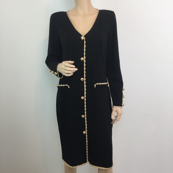 Don Sayres for Wellmore Dresses & Skirts - Don Sayres for Wellmore Black Gold Trim Knit Dress